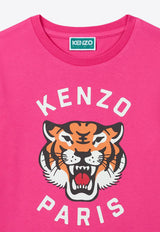 Kenzo Kids Girls Lucky Tiger Print T-shirt Raspberry K61054/483_PINK