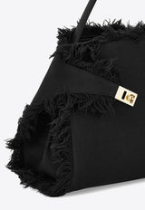 Ferragamo Large Hug Fringed Top Handle Bag Black 21A009 HUG SH M 783897 NERO