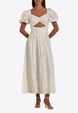 Dahlia Bianca Lucille Broderie Anglaise Midi Dress White DHB10107131-102_WHITE