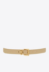 Ferragamo Double Gancini Leather Belt Beige 230346 DONNA H 25 780416 STONE