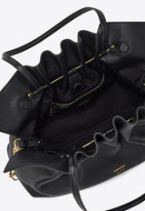 Ferragamo Medium Pleated Nappa Leather Shoulder Bag Black 219960 SOFT SH M 783286 NERO