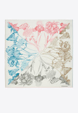 Ferragamo Hydrangea Print Silk Scarf Multicolor 310198 FO ORTENSIE 783657 PASTEL PINK