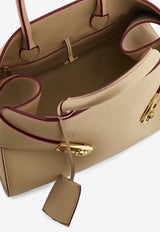 Ferragamo Medium Hug Leather Top Handle Bag Beige 215608 HUG TH S 779053 STONE