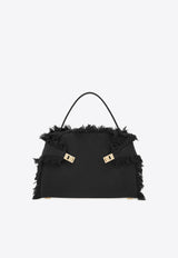 Ferragamo Large Hug Fringed Top Handle Bag Black 21A009 HUG SH M 783897 NERO