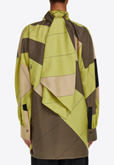 Ferragamo Parachute Pattern Silk Blouse Green 13H171 C 784130 LEMONGRASS/CON/SAF