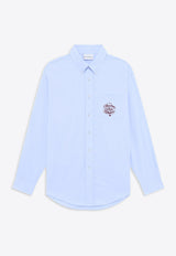 Drôle de Monsieur Slogan Vignes Print Long-Sleeved Shirt Light Blue F-SH199-CO116-LBE_LIGHT BLUE