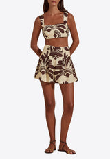 Dahlia Bianca Nova Printed Cropped Top White DHB10107157-104_PRINTED