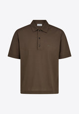 Ferragamo Logo Short-Sleeved Polo T-shirt 122709 H 782781 CONCRETE Brown
