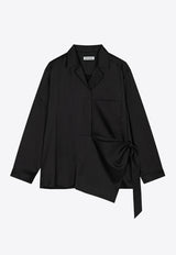 LOW CLASSIC Wrap-Style Satin Shirt Black LW251BL02BK_BLACK