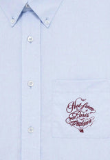 Drôle de Monsieur Slogan Vignes Print Long-Sleeved Shirt Light Blue F-SH199-CO116-LBE_LIGHT BLUE