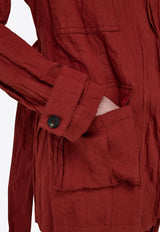 Ferragamo Sahara Belted Field Jacket Red 13G998 B 782568 COLLEGE RED