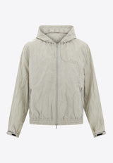 Ferragamo Zip-Up Windbreaker Hooded Jacket Gray 144475 B 782754 HAZE