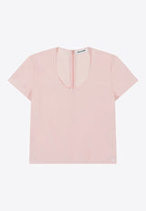 LOW CLASSIC U-neck Logo Blouse Pink LW251BL04LP_BABY PINK