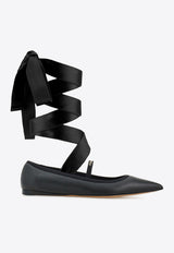 Ferragamo Carice Ankle Ribbon Ballet Flats 01K219 CARICE 782673 NERO Black