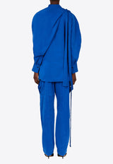 Ferragamo Long-Sleeved Asymmetric Wrap Shirt Blue 13G800 C 782809 KLEIN BLUE