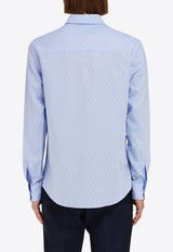 Ferragamo Monogram Jacquard Button-Up Shirt Light Blue 144352 C 780414 OXFORD BLUE