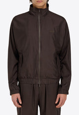 Ferragamo Logo Patch Zip-Up Jacket Brown 144447 B 782926 DARK EXPRESSO
