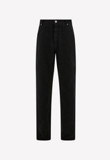Ferragamo Monogram Jacquard Straight-Leg Jeans Black 144465 P 782902 PPT