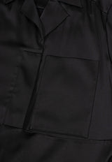 LOW CLASSIC Wrap-Style Satin Shirt Black LW251BL02BK_BLACK