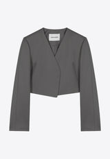 LOW CLASSIC Collarless Cropped Blazer Gray LW251JK03GR_GREY