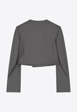 LOW CLASSIC Collarless Cropped Blazer Gray LW251JK03GR_GREY