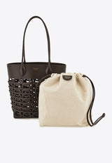 Ferragamo Medium Gancini Leather Tote Bag Dark Brown 21A012 TOTE GANCI M 783298 TESTA DI M