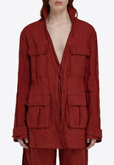 Ferragamo Sahara Belted Field Jacket Red 13G998 B 782568 COLLEGE RED