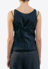 LOW CLASSIC See-Through Button Loop Sleeveless Top Black LW251BL09BK_BLACK