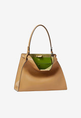 Medium Way Semi-Gloss Calf Leather Shoulder Bag