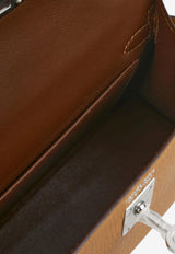 Mini Kelly Verso in Caramel Chevre and Cacao with Palladium Hardware