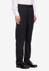 Silk-Blend Tailored Pants