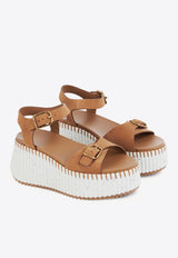 Chloé Nama 80 Suede Wedge Sandals Brown CHC25U10PRY20O Dune Brown