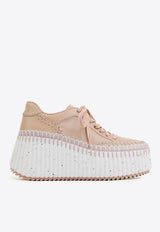 Chloé Nama Low-Top Wedge Sneakers Pink CHC24A02IMS6L6 Tan Rose