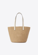 Chloé Large Horse Medal Woven Basket Bag Ivory CHC25SS591O8222J Deep Ivory