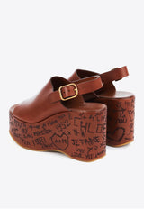 Chloé Maxime 80 Leather Wedge Sandals Brown CHC25U10GLU27T Ginger Brown