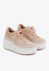 Chloé Nama Low-Top Wedge Sneakers Pink CHC24A02IMS6L6 Tan Rose