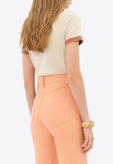 Chloé Logo Print Short Sleeved T-shirt Beige CH25UJH04187286 Blossom Beige