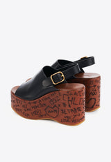 Chloé Maxime 80 Leather Wedge Sandals Black CHC25U10GLU001 Black