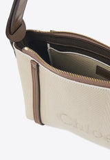 Chloé Logo Embroidered Canvas Shoulder Bag Beige CH25UP566O6523N Vegetal Beige