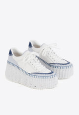 Chloé Nama Low-Top Wedge Sneakers White CHC24A02IMS44J Ashes Blue