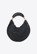 Chloé Summer Banana Woven-Raffia Hobo Bag Black CH25US902P08001 Black