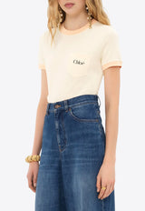 Chloé Logo Print Short Sleeved T-shirt Yellow CH25UJH0418770G Blondie Yellow