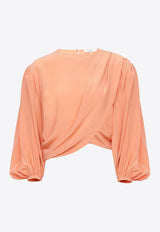 Chloé Draped Silk Cropped Top Pink CH25UHT69125266 Blushy Pink