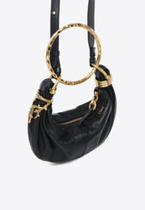 Chloé Mini Bracelet Grained Leather Hobo Bag Black CH25US623P58001 Black