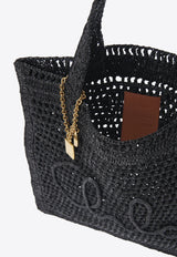 Chloé Summer Banana Woven-Raffia Tote Bag Black CH25US901P08001 BLACK