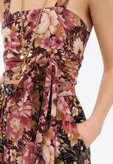 Chloé Rose Print Front-Tie Sleeveless Top Multicolor CH25UHT254926BI Maroon Pink