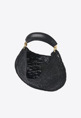 Chloé Summer Banana Woven-Raffia Hobo Bag Black CH25US902P08001 Black