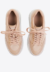 Chloé Nama Low-Top Wedge Sneakers Pink CHC24A02IMS6L6 Tan Rose