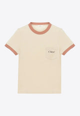 Chloé Logo Print Short Sleeved T-shirt Beige CH25UJH04187286 Blossom Beige