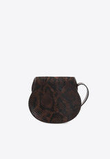 Chloé Small Marcie Saddle Python-Embossed Crossbody Bag Brown CH25US680P2025E Sooty Brown